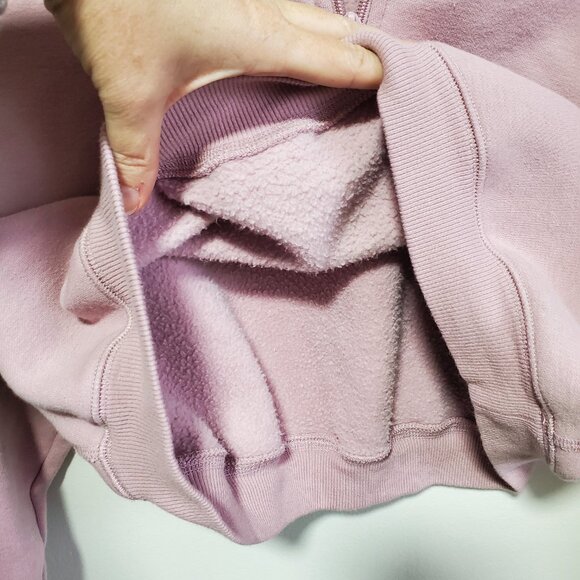 SKIMS Cotton Fleece Cropped Half Zip Sweater Sweatshirt Dusk Pink Women's Medium - Picture 8 of 13